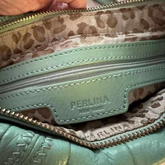 Absolutely adorable Perlina minty green crossbody leather bag…great quality! EUC - Picture 6 of 14
